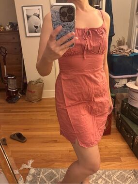 Abercrombie & Fitch Coral Tie-Front Mini Dress